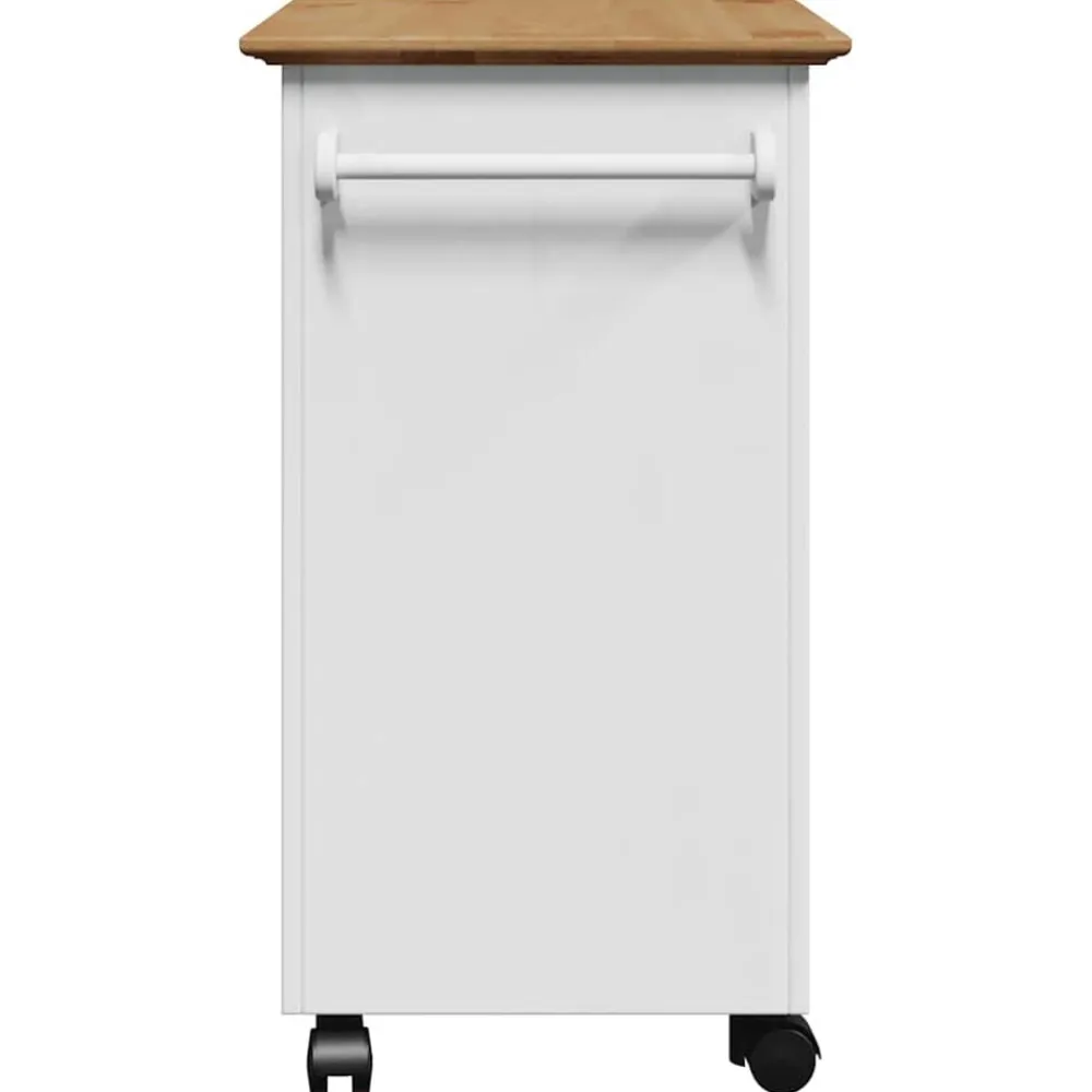 vidaXL Carros E Islas-Carrito de cocina BODO blanco y marrón 67,5x45x80 cm