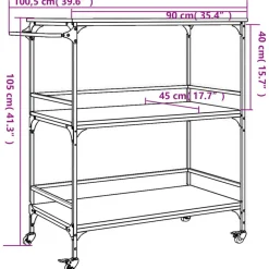 vidaXL Carrito de cocina madera ingeniería marrón roble 100,5x50x105cm Marr&oacute;n roble Outlet