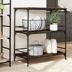 vidaXL Carrito de cocina madera ingeniería marrón roble 100,5x50x105cm Marr&oacute;n roble Outlet
