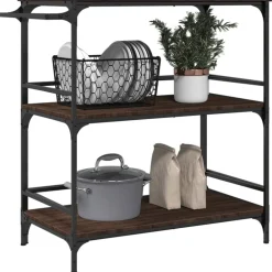 vidaXL Carrito de cocina madera ingeniería marrón roble 100,5x50x105cm Marr&oacute;n roble Outlet