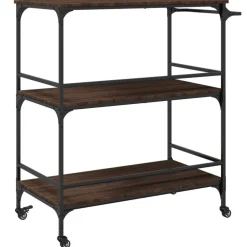 vidaXL Carrito de cocina madera ingeniería marrón roble 100,5x50x105cm Marr&oacute;n roble Outlet