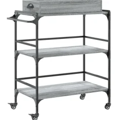 vidaXL Carrito de cocina madera ingeniería 81,5x41x92,5 cm Gris sonoma Discount