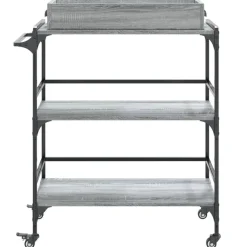 vidaXL Carrito de cocina madera ingeniería 81,5x41x92,5 cm Gris sonoma Discount