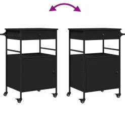 vidaXL Carrito de cocina de madera de ingeniería 56x43x89,5 cm Negro Discount