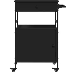 vidaXL Carrito de cocina de madera de ingeniería 56x43x89,5 cm Negro Discount