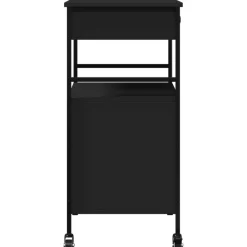 vidaXL Carrito de cocina de madera de ingeniería 56x43x89,5 cm Negro Discount