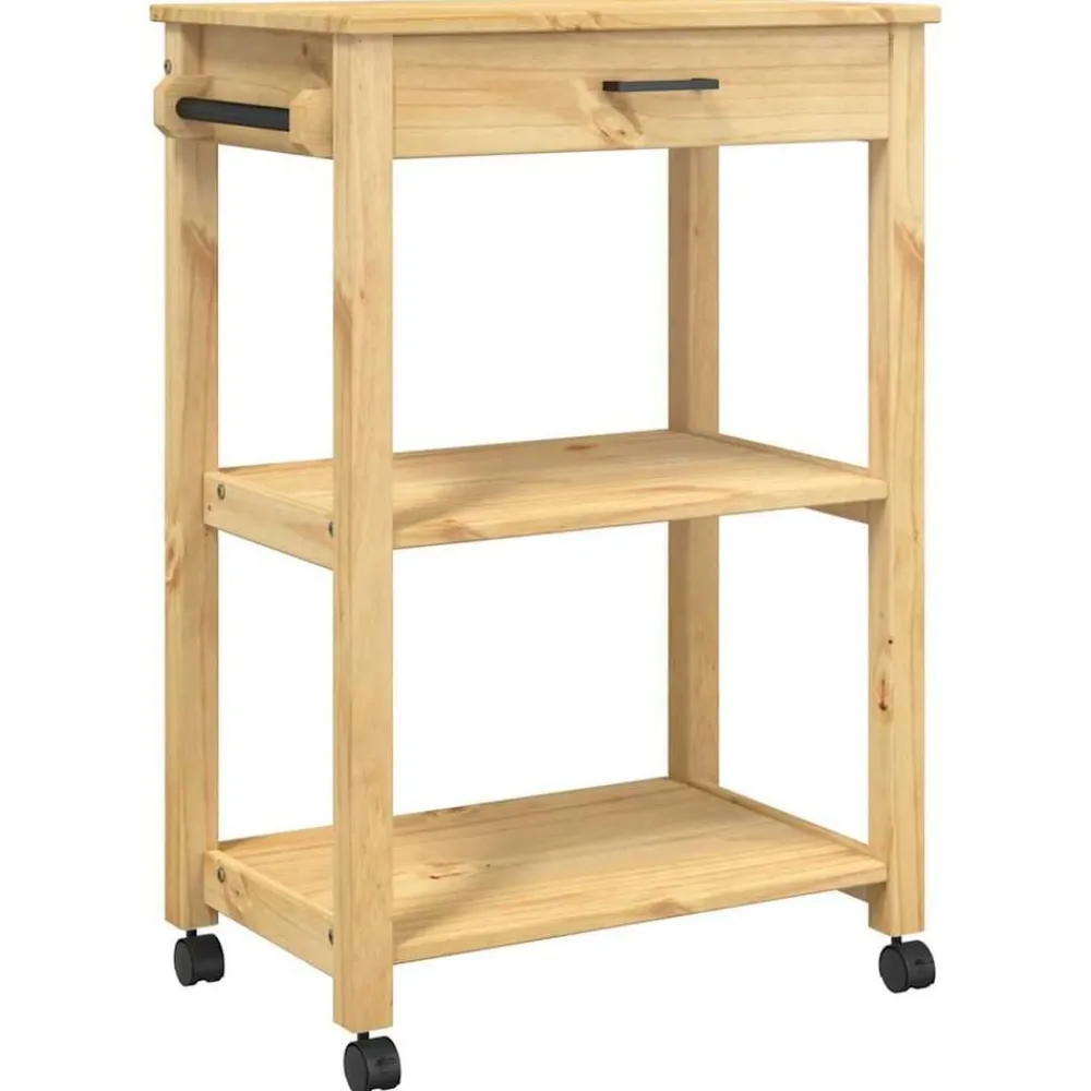 vidaXL Carrito de cocina MONZA madera maciza de pino 60x40x88,5 cm Marrón Online