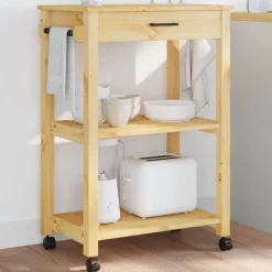 vidaXL Carrito de cocina MONZA madera maciza de pino 60x40x88,5 cm Marr&oacute;n Online