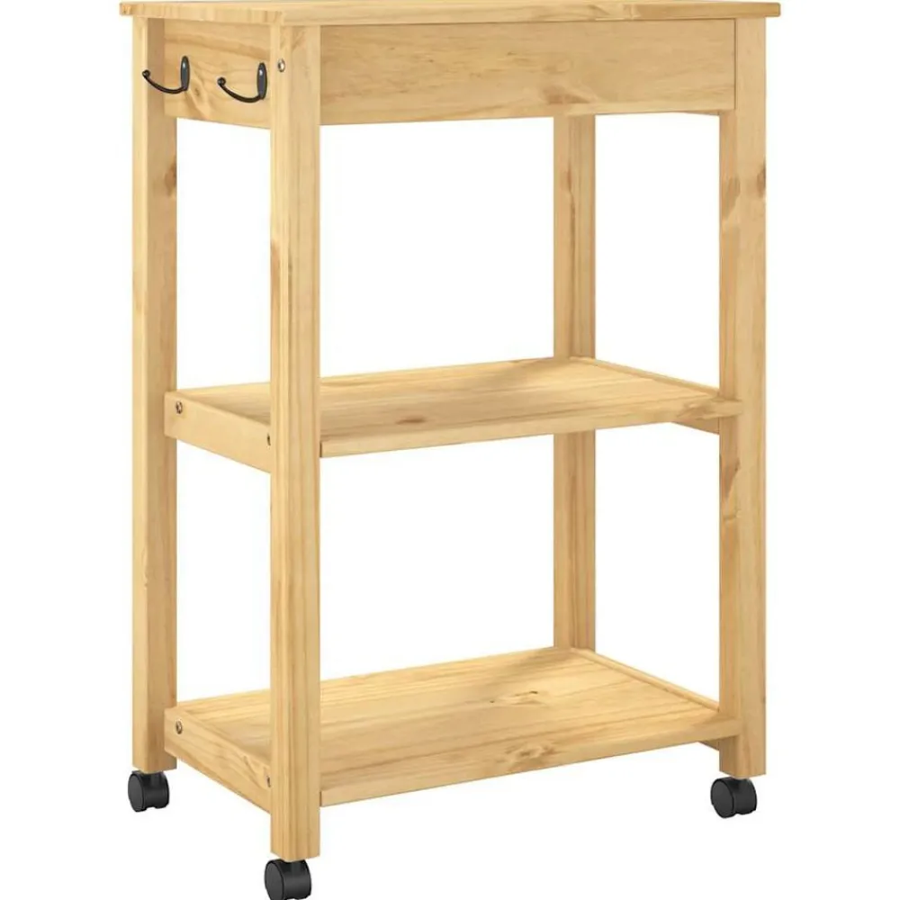 vidaXL Carrito de cocina MONZA madera maciza de pino 60x40x88,5 cm Marrón Online