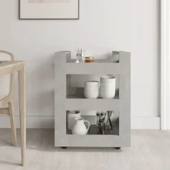 vidaXL Carrito de cocina madera contrachapada gris hormigón 60x45x80cm Gris hormig&oacute;n Sale