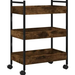 vidaXL Carrito de cocina madera ingeniería 50x30x70 cm Roble ahumado Clearance