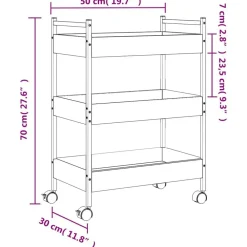 vidaXL Carrito de cocina madera ingeniería 50x30x70 cm Roble ahumado Clearance