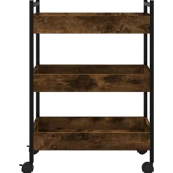 vidaXL Carrito de cocina madera ingeniería 50x30x70 cm Roble ahumado Clearance