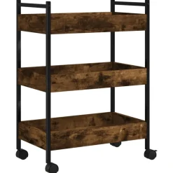 vidaXL Carrito de cocina madera ingeniería 50x30x70 cm Roble ahumado Clearance