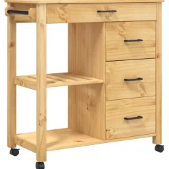 vidaXL Carros E Islas-Carrito de cocina MONZA madera maciza de pino 84x40x88,5 cm