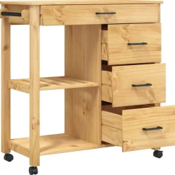 vidaXL Carros E Islas-Carrito de cocina MONZA madera maciza de pino 84x40x88,5 cm