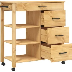 vidaXL Carros E Islas-Carrito de cocina MONZA madera maciza de pino 84x40x88,5 cm