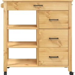 vidaXL Carros E Islas-Carrito de cocina MONZA madera maciza de pino 84x40x88,5 cm