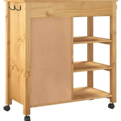 vidaXL Carros E Islas-Carrito de cocina MONZA madera maciza de pino 84x40x88,5 cm