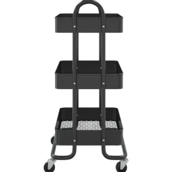 vidaXL Carros E Islas-Carrito de cocina 3 niveles acero 43x34x79 cm