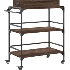 vidaXL Carros E Islas-Carrito de cocina madera ingeniería marrón roble 81,5x41x92,5cm