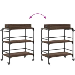 vidaXL Carros E Islas-Carrito de cocina madera ingeniería marrón roble 81,5x41x92,5cm