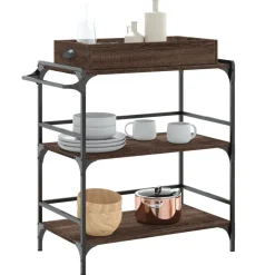 vidaXL Carros E Islas-Carrito de cocina madera ingeniería marrón roble 81,5x41x92,5cm