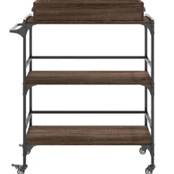 vidaXL Carros E Islas-Carrito de cocina madera ingeniería marrón roble 81,5x41x92,5cm