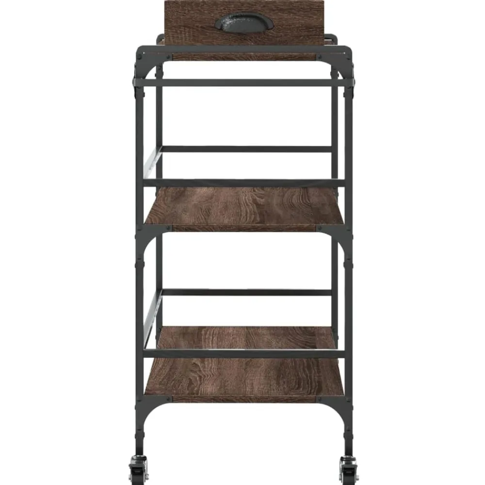 vidaXL Carros E Islas-Carrito de cocina madera ingeniería marrón roble 81,5x41x92,5cm