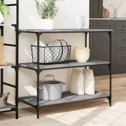 vidaXL Carrito de cocina madera ingeniería 102x50x95 cm Gris sonoma Discount