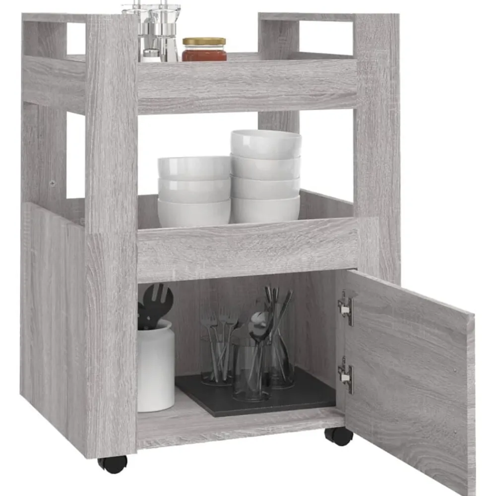 vidaXL Carrito de cocina madera contrachapada 60x45x80 cm Gris sonoma Clearance