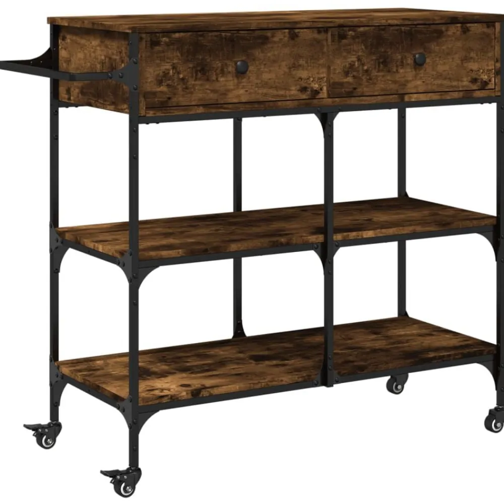 vidaXL Carros E Islas-Carrito de cocina madera ingeniería 105x42x95 cm
