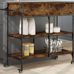 vidaXL Carros E Islas-Carrito de cocina madera ingeniería 105x42x95 cm