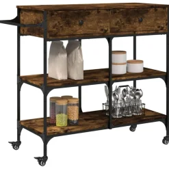 vidaXL Carros E Islas-Carrito de cocina madera ingeniería 105x42x95 cm
