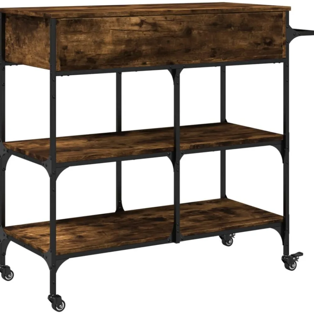vidaXL Carros E Islas-Carrito de cocina madera ingeniería 105x42x95 cm