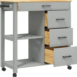 vidaXL Carros E Islas-Carrito de cocina MONZA madera maciza de pino 84x40x88,5 cm