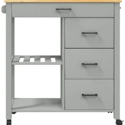 vidaXL Carros E Islas-Carrito de cocina MONZA madera maciza de pino 84x40x88,5 cm