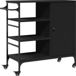 vidaXL Carrito de cocina madera de ingeniería 87,5x38,5x84,5 cm Negro Sale