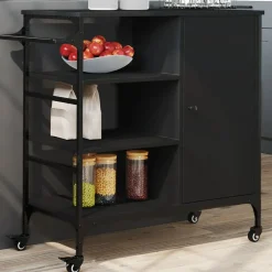 vidaXL Carrito de cocina madera de ingeniería 87,5x38,5x84,5 cm Negro Sale