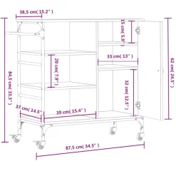 vidaXL Carrito de cocina madera de ingeniería 87,5x38,5x84,5 cm Negro Sale
