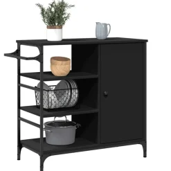 vidaXL Carrito de cocina madera de ingeniería 87,5x38,5x84,5 cm Negro Sale