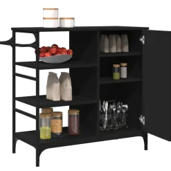 vidaXL Carrito de cocina madera de ingeniería 87,5x38,5x84,5 cm Negro Sale