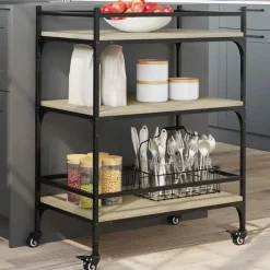 vidaXL Carrito de cocina madera ingeniería 65x40x86,5 cm Roble Sonoma Outlet