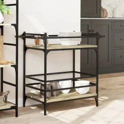 vidaXL Carrito de cocina madera ingeniería 82x40x78,5 cm Roble Sonoma Discount
