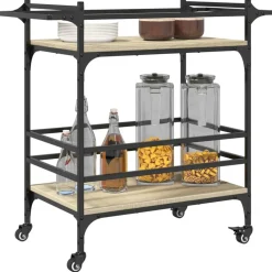 vidaXL Carrito de cocina madera ingeniería 82x40x78,5 cm Roble Sonoma Discount