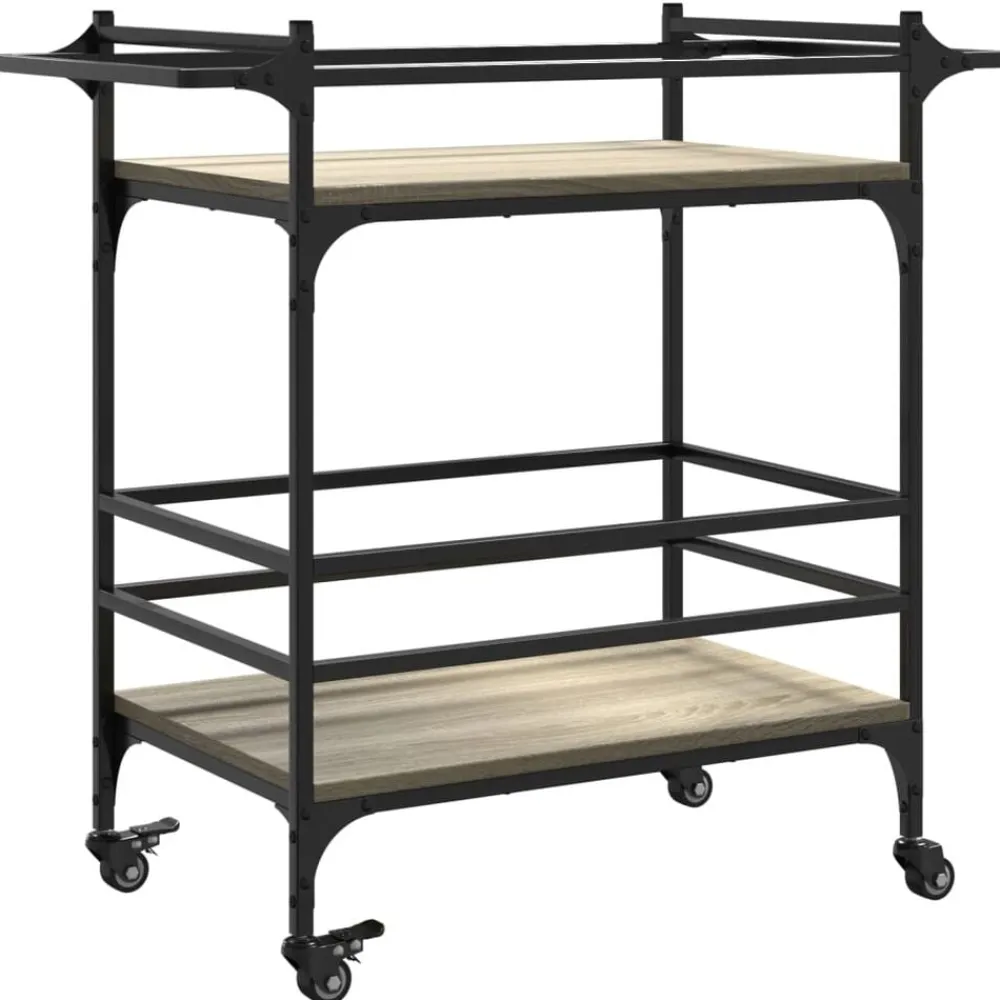vidaXL Carrito de cocina madera ingeniería 82x40x78,5 cm Roble Sonoma Discount