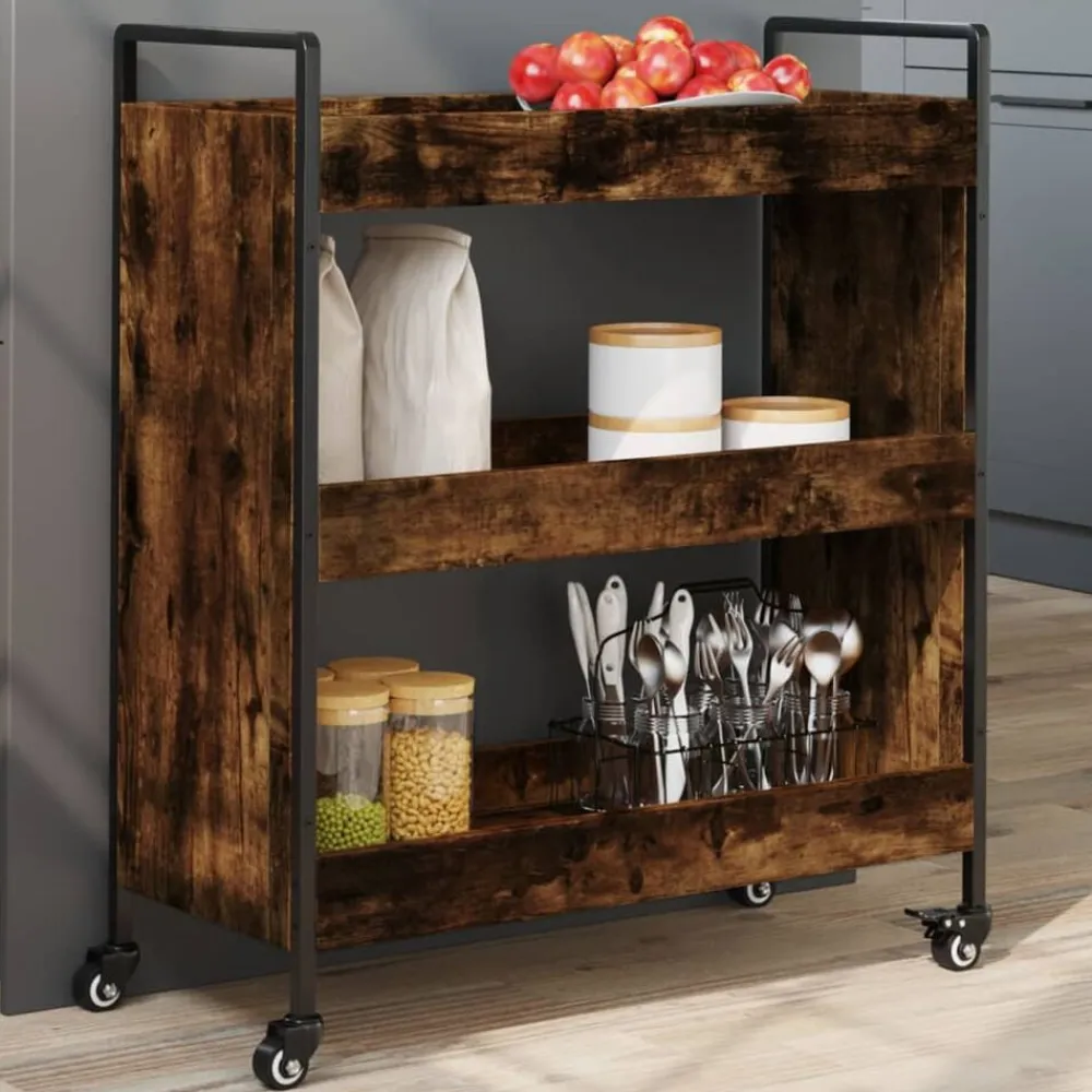 vidaXL Carros E Islas-Carrito de cocina madera ingeniería 70x30x82 cm