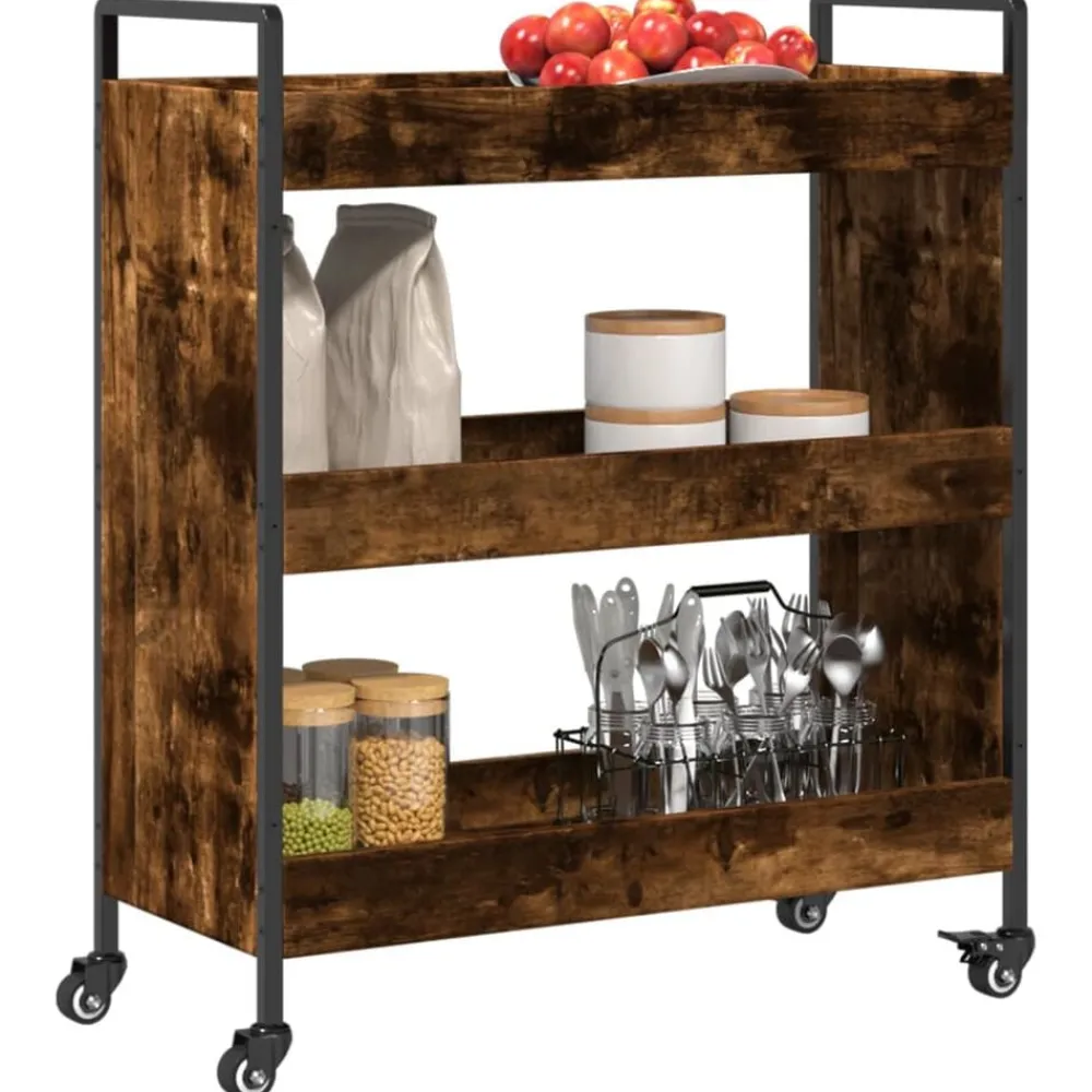 vidaXL Carros E Islas-Carrito de cocina madera ingeniería 70x30x82 cm