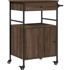 vidaXL Carrito de cocina madera ingeniería marrón roble 56x43x89,5 cm Marr&oacute;n roble Hot