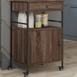 vidaXL Carrito de cocina madera ingeniería marrón roble 56x43x89,5 cm Marr&oacute;n roble Hot